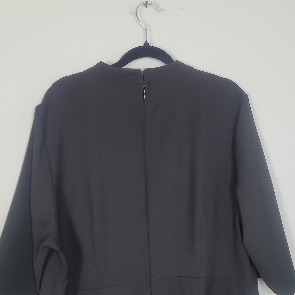 Eloquii Mock Neck Military Dress Size 20 Black Gold Buttons Sleeves Midi Classi - Picture 11 of 14